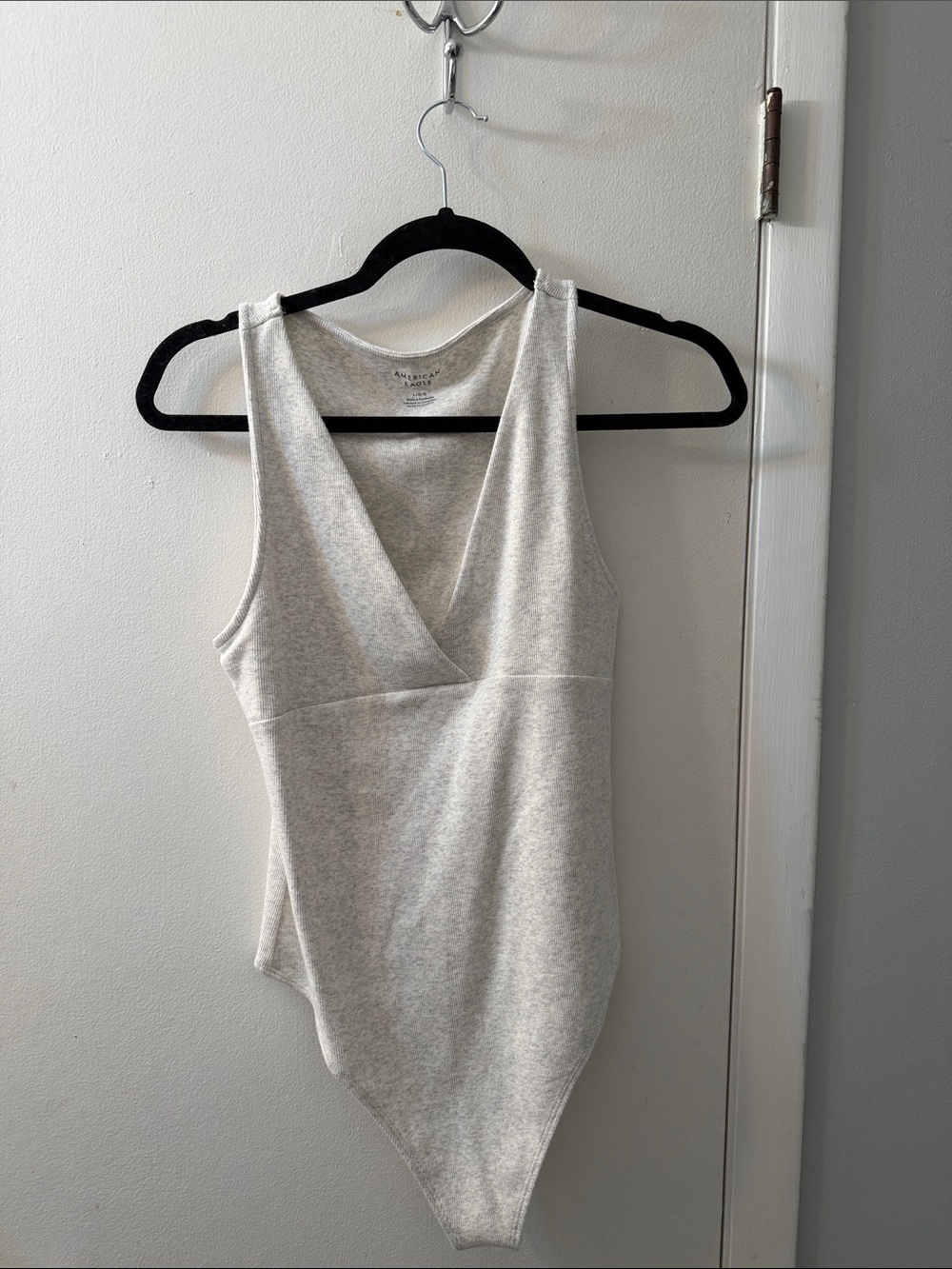 American Eagle Outfitters Light Gray Wrap Tank Bodysuit